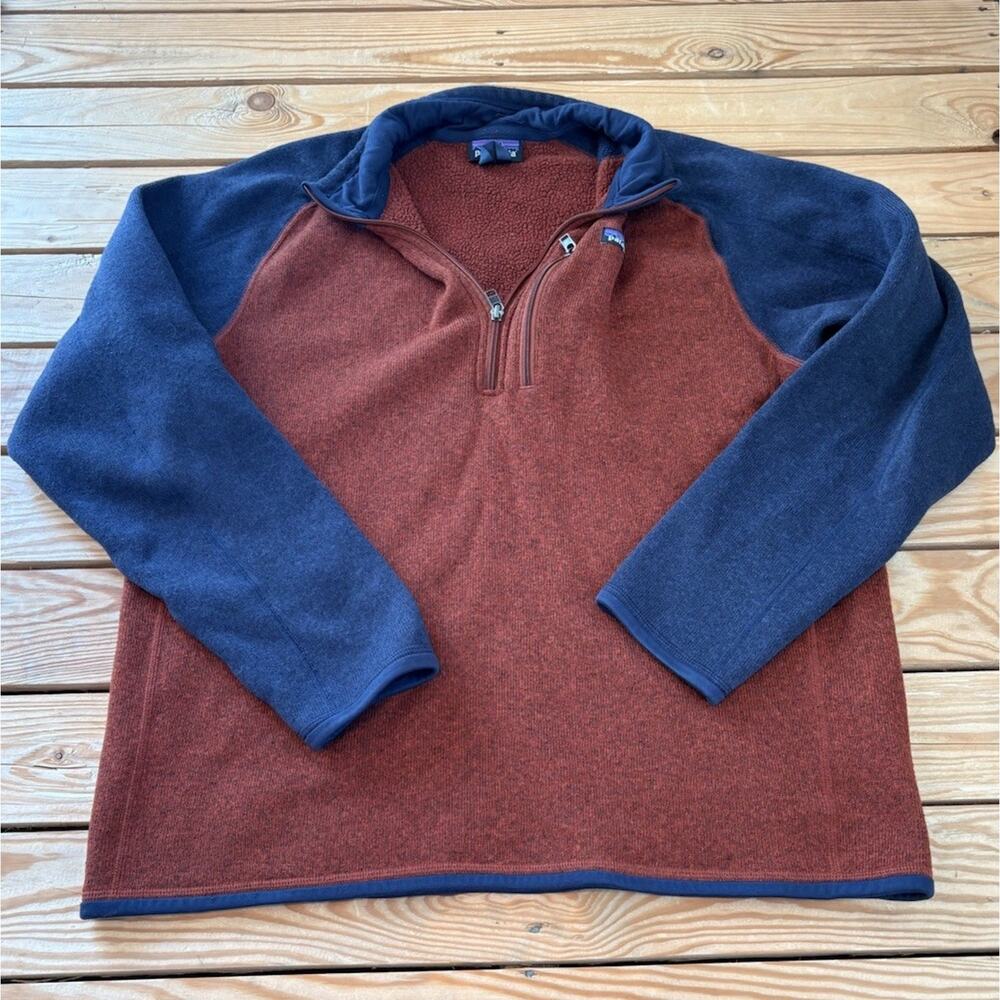 Patagonia Men’s 1/2 Zip Fleece Pullover Jacket Size L Red Blue N2